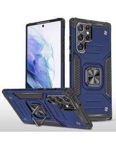 Противоударный чехол Legion Case для Samsung Galaxy S22 Ultra синий Black panther