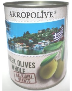Оливки Халкидики с косточкой 810г Akropolive