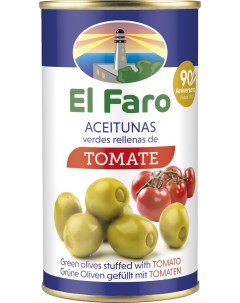 Оливки Farovila Manzanilla зелёные фаршированные томатом El faro