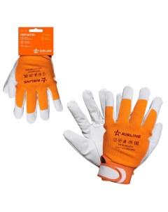 Перчатки AWGS14 козья кожа комбинированные натуральная кожа хлопок XL оранжевый серый Airline