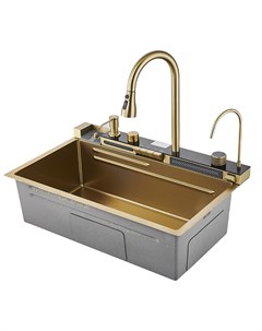 Мойка кухонная S SC001C с водопадом золото матовое Savol