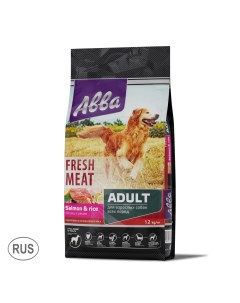 Fresh Meat Сухой корм для взрослых собак всех пород с лососем и рисом 12 кг Avva