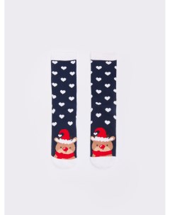 Тёплые махровые носки с новогодним рисунком Zolla