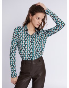 Трикотажная блузка рубашка с абстрактным геометрическим принтом Zolla