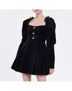 Чёрное бархатное платье мини Toptop