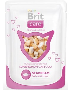 Care пауч для кошек кусочки в соусе Морской лещ 80 г Brit*