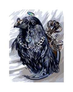 Картина по номерам на картоне Три совы Статный ворон 30х40 см с акриловыми красками и кистями КК_440 Республика
