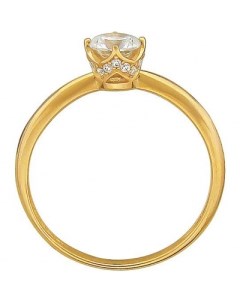 Кольцо с фианитом и кристаллами swarovski из жёлтого золота Эстет