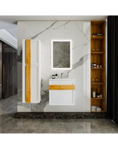 Мебель для ванной комнаты Берлин 60 см подвесная белая глянцевая Бриклаер
