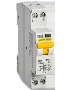 Выключатель автоматический дифференциального тока KARAT АВДТ32МL 1P N B 16А AC 30мА MVD12 1 016 B 03 Iek