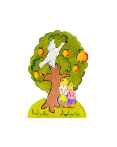 Деревянный пазл Гуси лебеди яблоня Сказки дерева