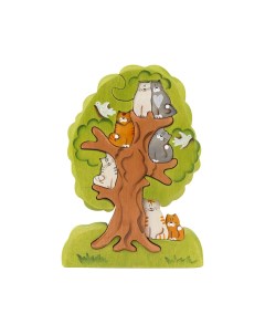 Деревянный пазл Кошки на дереве Сказки дерева