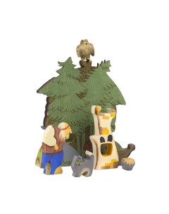 Деревянный пазл Баба Яга в избушке Сказки дерева
