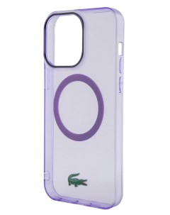 Чехол для iPhone 15 Pro Max Croc logo с Magsafe Hard Transparent Parme Lacoste