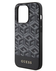 Чехол для iPhone 15 Pro с MagSafe и принтом G CUBE черный Guess