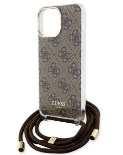 Чехол для iPhone 15 Pro Max с регулируемым шнурком и принтом 4G коричневый Guess