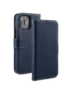 Кожаный чехол книжка Wallet Book Type для iPhone 15 Pro темно синий Melkco