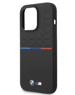 Чехол для iPhone 15 Pro Max с покрытием Soft touch и принтом Tricolor line черный Bmw