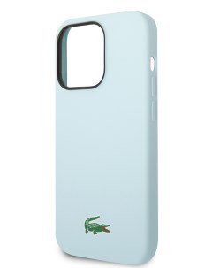 Чехол для iPhone 15 Pro Croc Logo с Magsafe голубой Lacoste