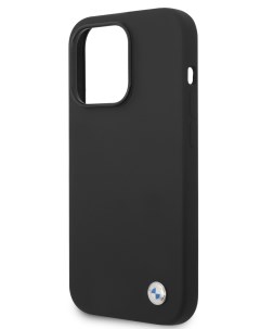 Чехол для iPhone 15 Pro с покрытием Soft touch и металлическим логотипом черный Bmw