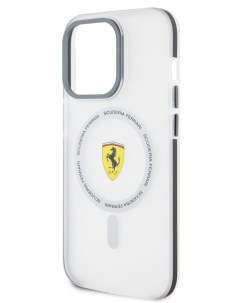 Чехол для iPhone 15 Pro с матовым покрытием и функцией MagSafe прозрачный Ferrari
