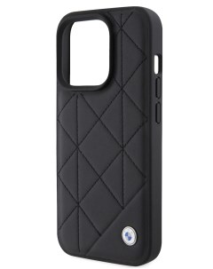 Чехол для iPhone 15 Pro Max из натуральной кожи в стеганом оформлении черный Bmw