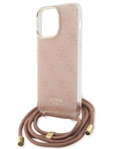 Чехол для iPhone 15 Pro с регулируемым шнурком и принтом 4G розовый Guess