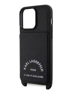 Чехол для iPhone 15 Pro Max из экокожи с картхолдером черный Karl lagerfeld