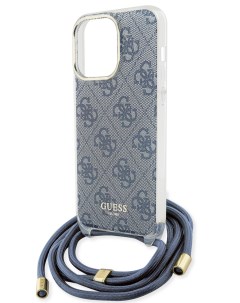 Чехол для iPhone 15 Pro с регулируемым шнурком и принтом 4G синий Guess