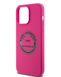 Чехол для iPhone 15 Pro Max с принтом RSG Round logo ярко розовый Karl lagerfeld