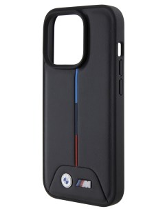 Чехол для iPhone 15 Pro из экокожи и принтом Quilted Tricolor черный Bmw