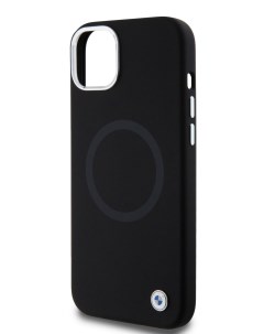 Чехол для iPhone 15 Plus силиконовый с покрытием Soft touch и MagSafe черный Bmw