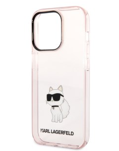 Чехол для iPhone 15 Pro с принтом NFT Choupette розовый Karl lagerfeld