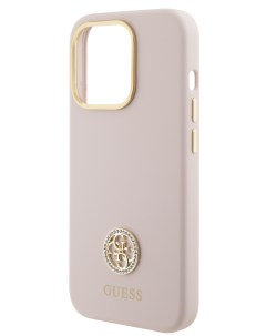Чехол для iPhone 15 Pro Max силиконовый Soft touch 4G Diamond розовый Guess