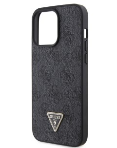 Чехол для iPhone 15 Pro Max с ремешком 4G Triangle Diamond черный Guess