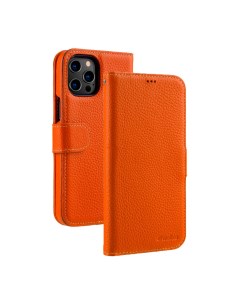Кожаный чехол книжка Wallet Book Type для iPhone 15 Pro Max оранжевый Melkco
