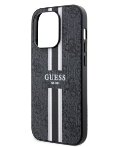 Чехол для iPhone 15 Pro с MagSafe и принтом 4G Stripes черный Guess