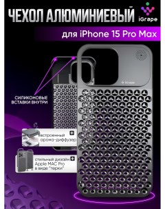 Металлический чехол из алюминия для iPhone 15 Pro Max Темно серый Igrape