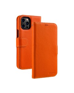 Кожаный чехол книжка Wallet Book Type для iPhone 15 Pro оранжевый Melkco