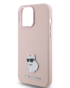 Чехол для iPhone 15 Pro силиконовый с эффектом Soft touch розовый Karl lagerfeld