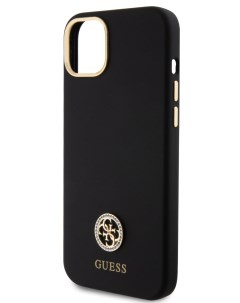 Чехол для iPhone 15 Plus с защитой камеры и логотипом 4G Diamond черный Guess