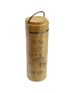 Термос бамбуковый с ручкой и ситечком для напитков 450 мл Дорога Woodenking