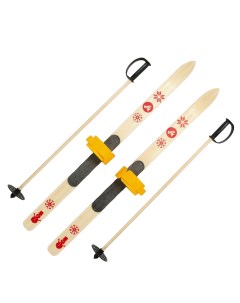 Детский лыжный комплект с креплениями Baby и палками Маяк 100 см дерево желтый Лыжная фабрика маяк