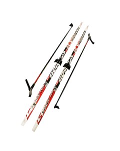 Лыжный комплект лыжи палки крепления 75 мм 190 LS Sport red Brados
