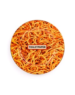 Тарелка Spaghetti Gold Border 16933 d 27 Дизайнерская посуда из фарфора Seletti