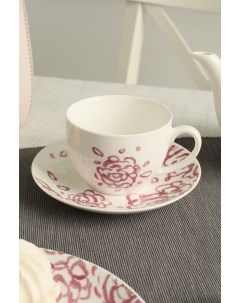 Чашка с блюдцем 8x9 5 см белый розовый фарфор 7269945 Coincasa