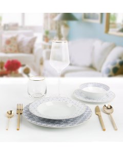 Набор Столовой Посуды Elegant из фарфора 24 пр Aqua Белый Arya