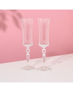 Набор бокалов для шампанского Грация 2 шт 190 мл хрустальное стекло Crystal bohemia