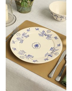 Тарелка обеденная 28 белый синий керамика 7358680 Coincasa