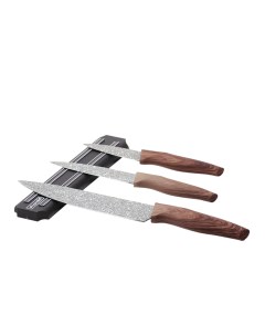 Набор куxонныx ножей на магнитной полоске 4 предмета 3 ножа держатель КМ5148 Kamille